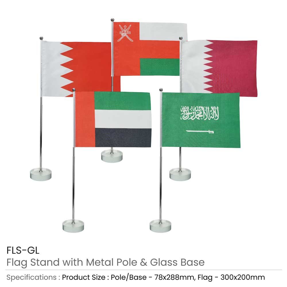 Flag with Metal Pole & Round Base