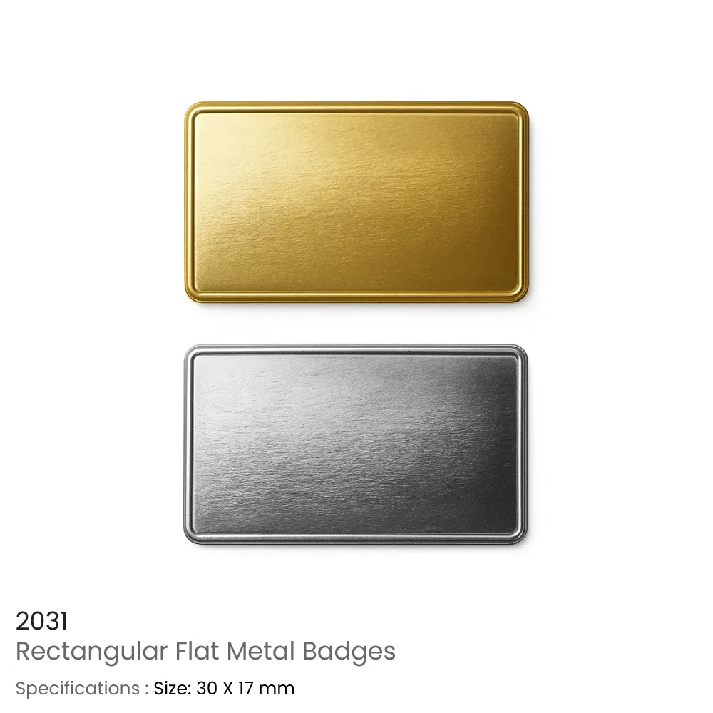 Rectangular Flat Metal Badges